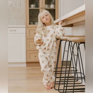 Rylee + Cru Cream and Brown Gingerbread Kids Pajama Set
